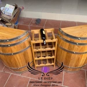 bàn thùng rượu gỗ quầy bar