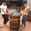 Bàn thùng rượu gỗ