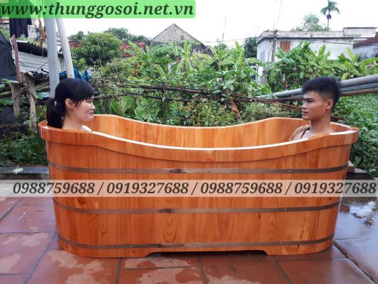 Bồn tắm gỗ đôi dài 180cm