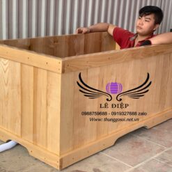 bồn tắm gỗ vuông góc