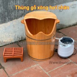 thùng xông hơi chân bằng gỗ