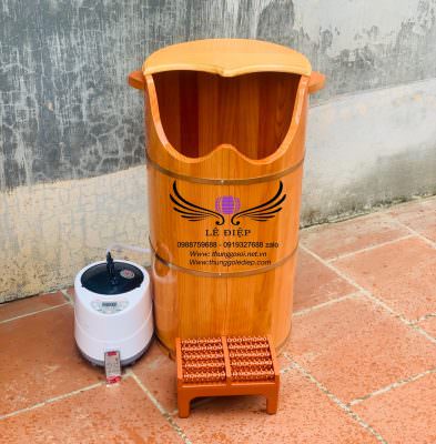 thùng gỗ xông hơi chân