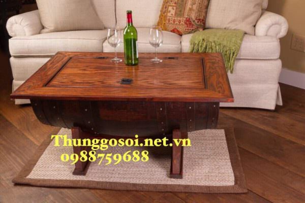 Bàn thùng rượu trang trí trong nhà