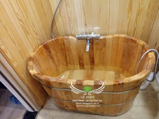 bồn tắm gỗ pơ mu mini