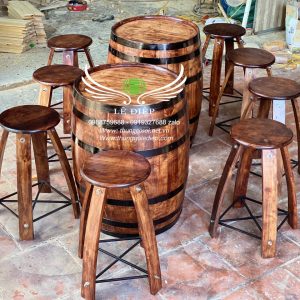 bàn thùng rượu gỗ