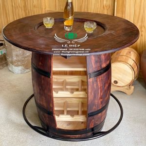 bàn thùng rượu gỗ thông