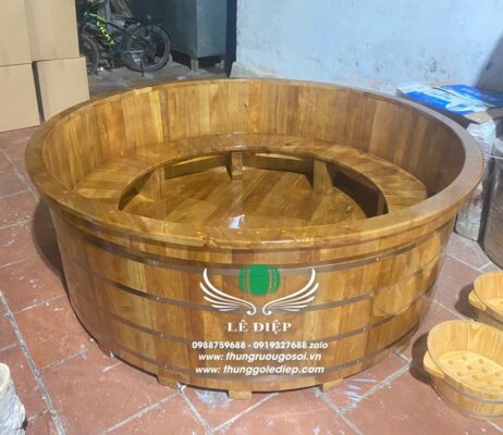 thùng tắm gỗ gia đình bồn tắm đôi