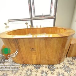 bồn tắm gỗ bầu dục